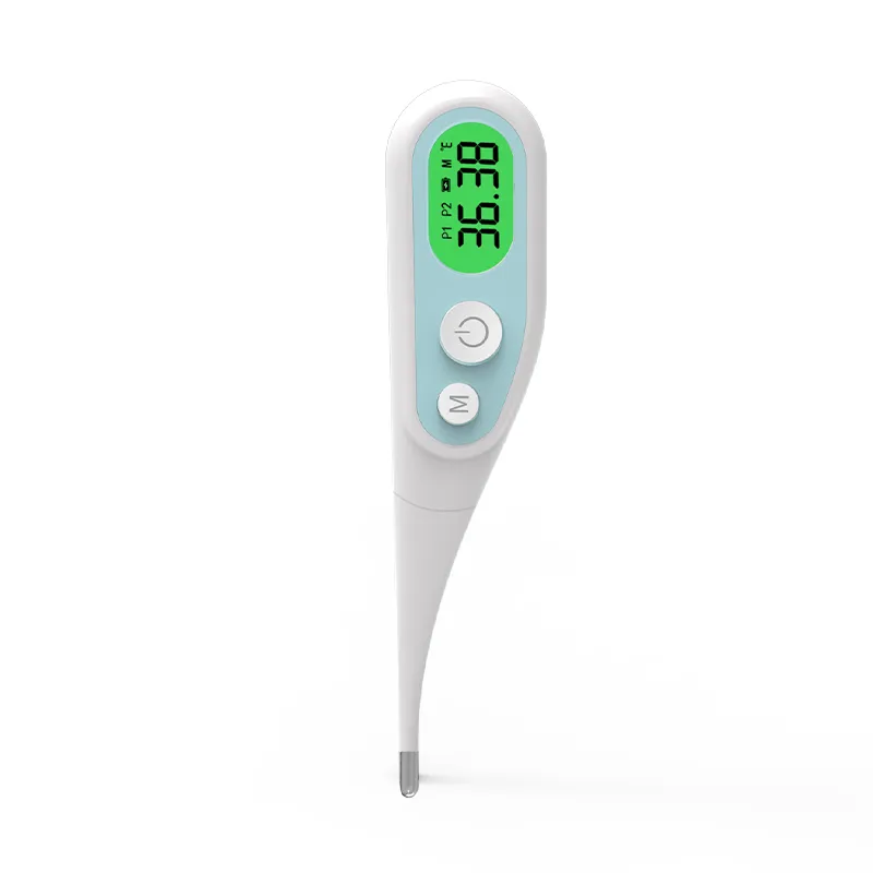 woman using digital basal thermometer for fertility tracking